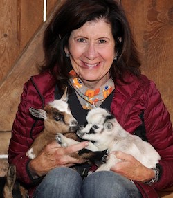 Gail Sharp with goats